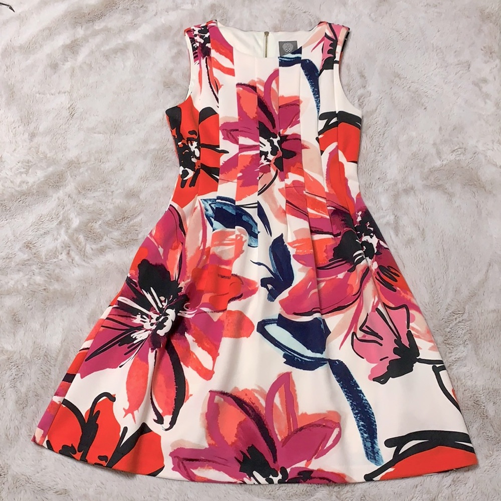 Vince Camuto floral pleated dress